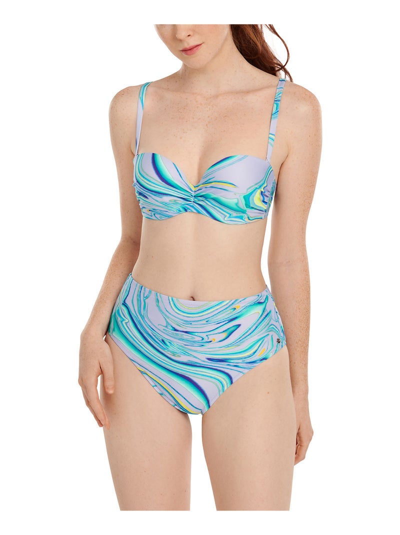 Bas maillot slip de bain échancré taille haute Queensland Violet - Kiabi