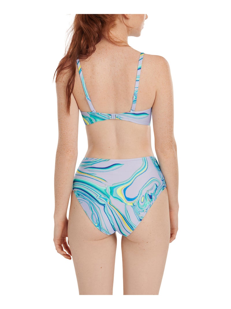 Bas maillot slip de bain échancré taille haute Queensland Violet - Kiabi