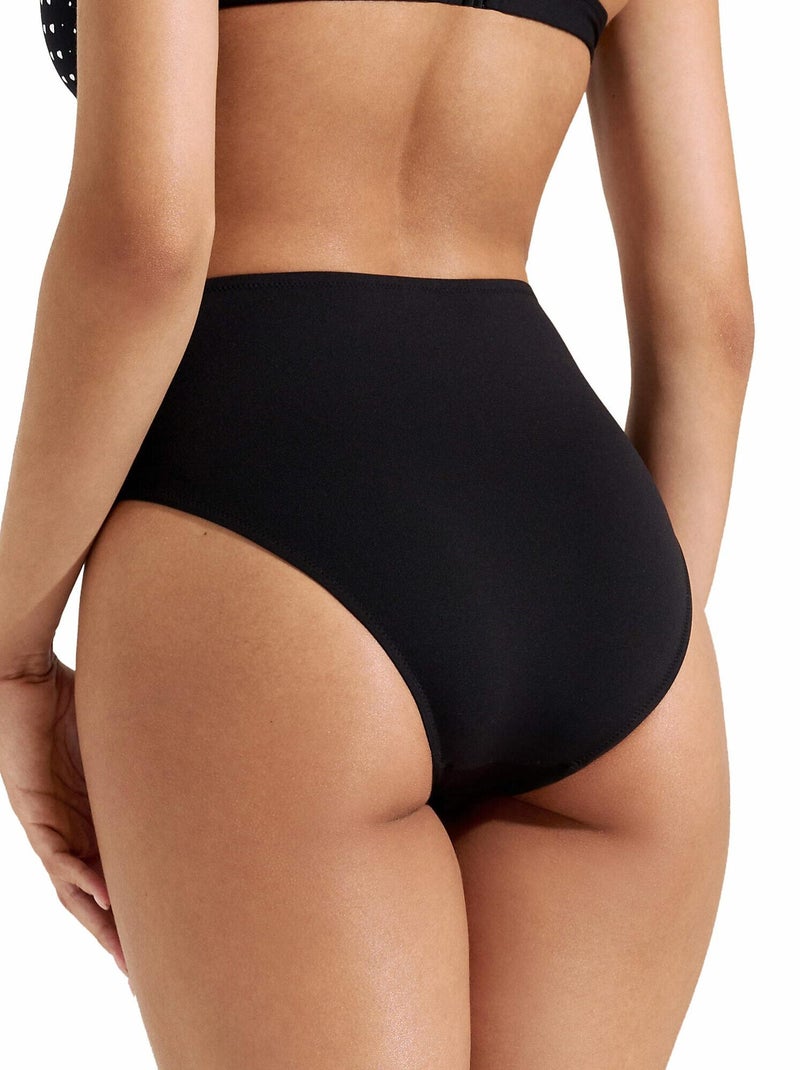 Bas maillot slip de bain échancré taille haute Quito Noir - Kiabi