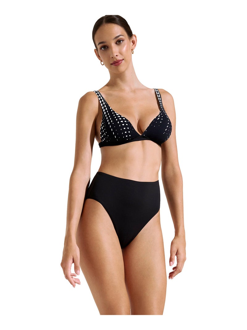 Bas maillot slip de bain échancré taille haute Quito Noir - Kiabi