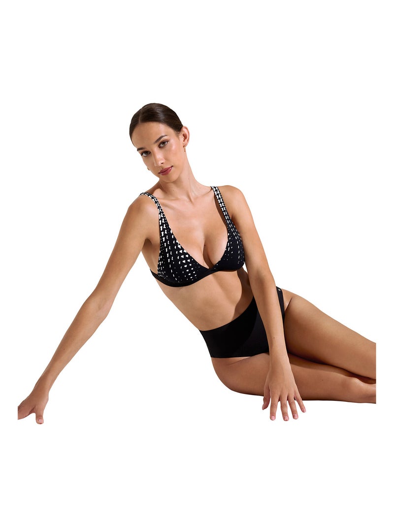 Bas maillot slip de bain échancré taille haute Quito Noir - Kiabi