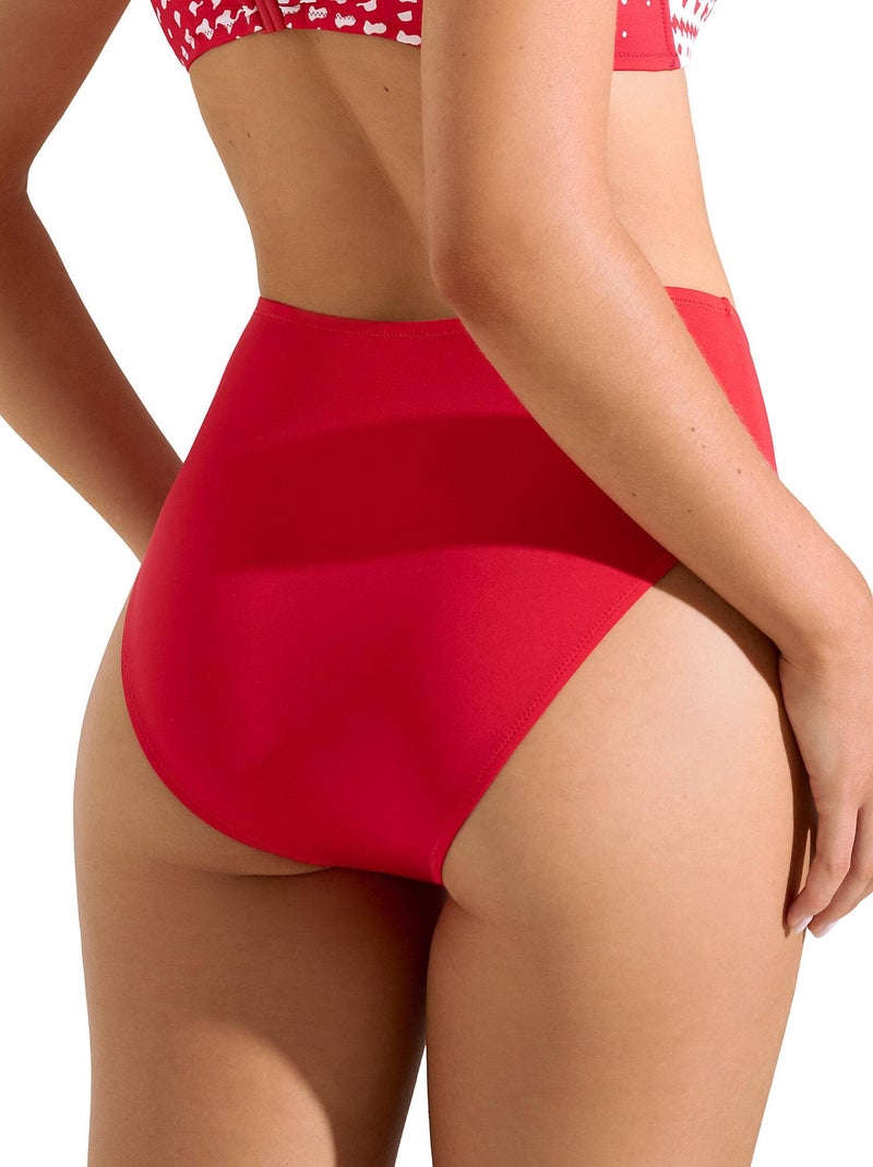 Bas maillot slip de bain échancré taille haute Quito Rouge - Kiabi