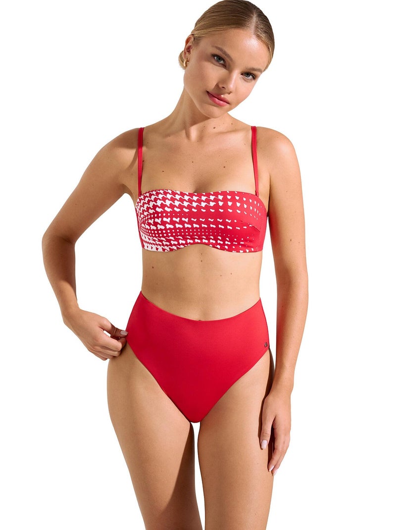 Bas maillot slip de bain échancré taille haute Quito Rouge - Kiabi