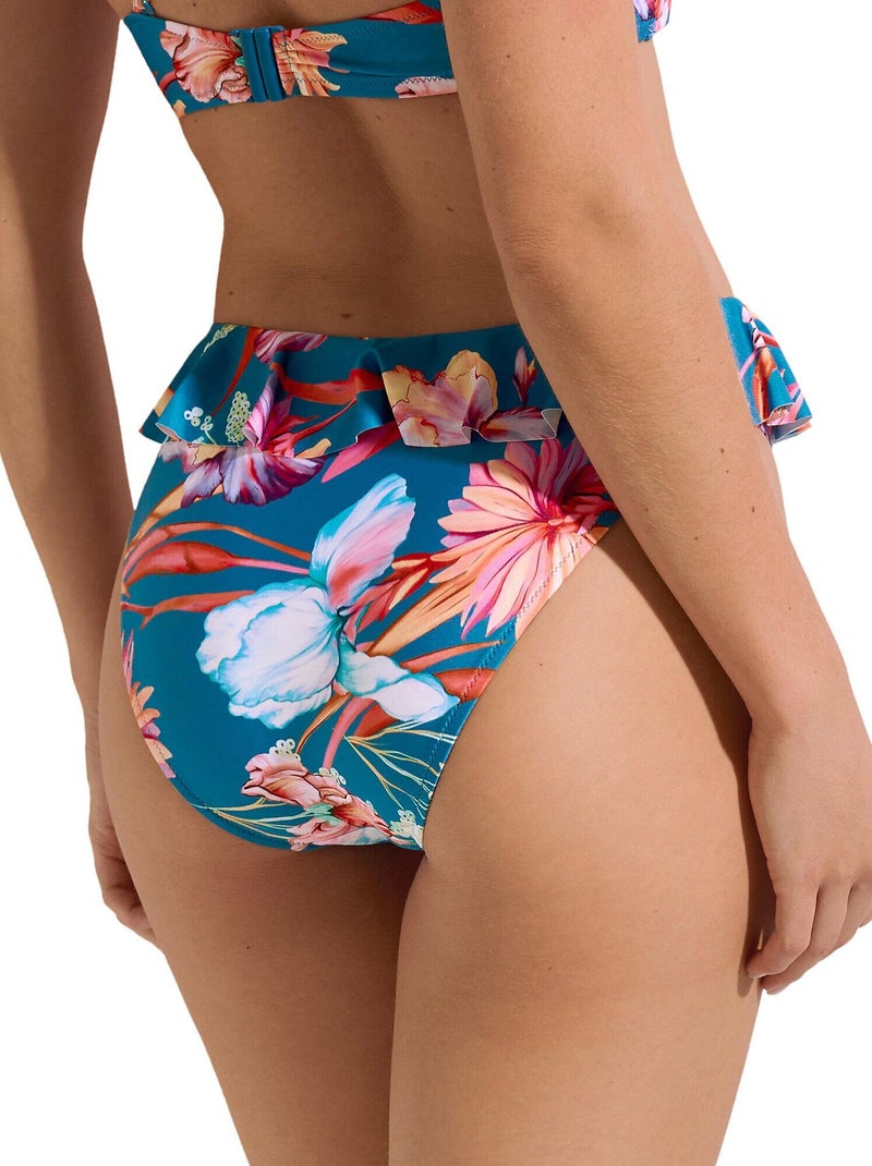 Bas maillot slip de bain échancré taille haute Rimini Bleu - Kiabi
