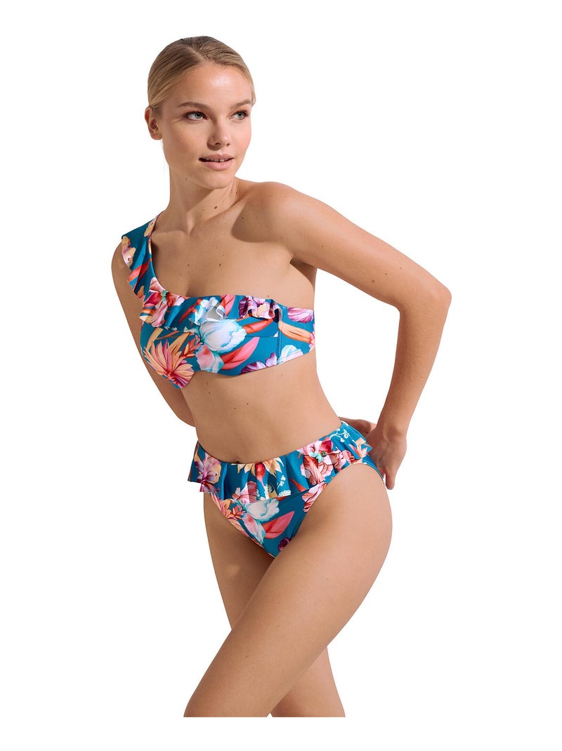 Bas maillot slip de bain échancré taille haute Rimini Bleu - Kiabi