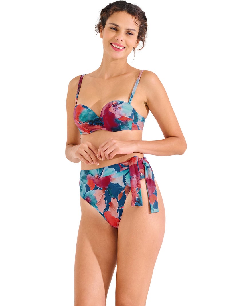 Bas maillot slip de bain échancré taille haute ROMA Bleu - Kiabi