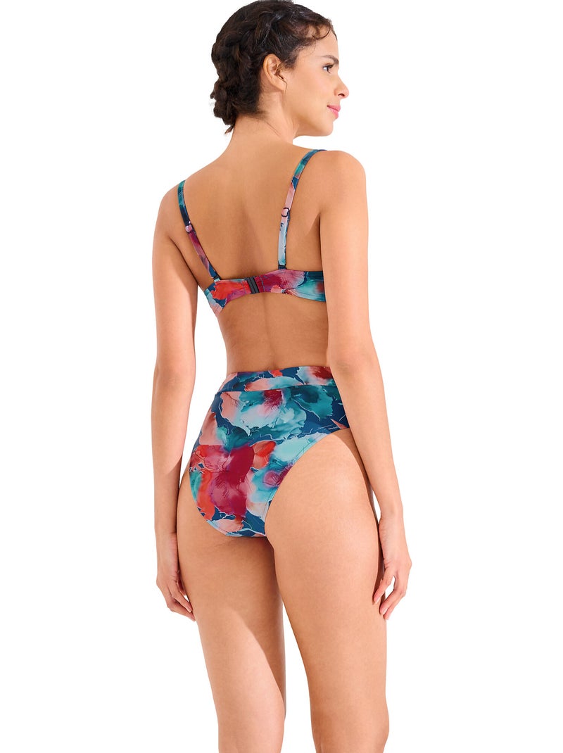 Bas maillot slip de bain échancré taille haute ROMA Bleu - Kiabi