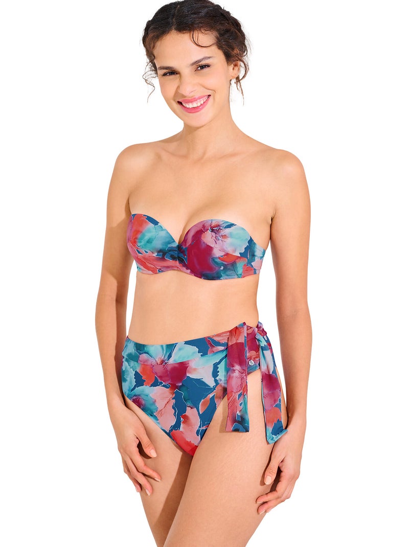 Bas maillot slip de bain échancré taille haute ROMA Bleu - Kiabi