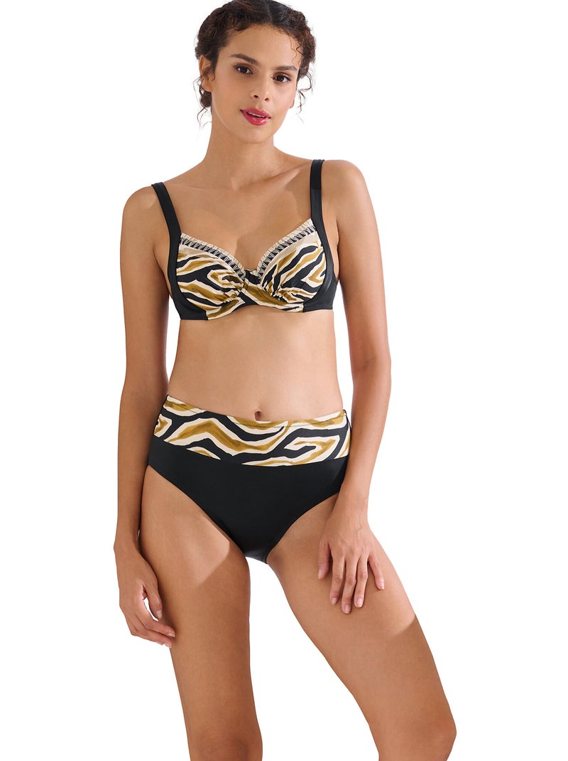 Bas maillot slip de bain gainant taille haute TANZANIA Noir - Kiabi