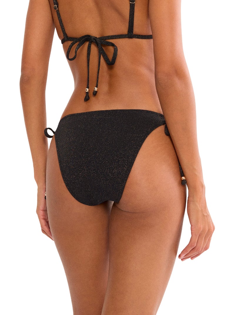 Bas maillot slip de bain taï à nouettes SUMMER SUNSET Noir - Kiabi