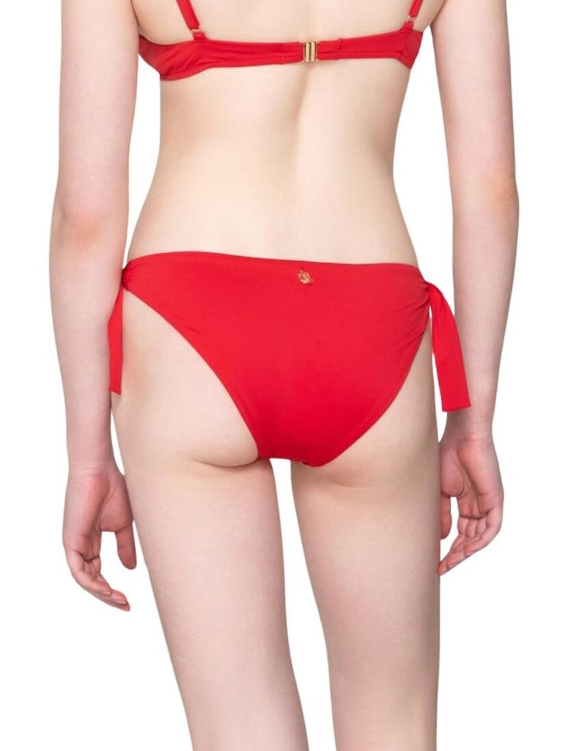 Bas maillot slip de bain taille basse à nouettes ARISTA Rouge - Kiabi