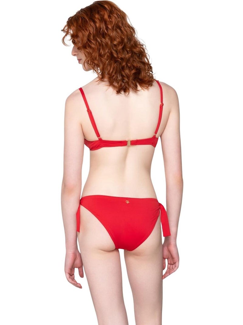 Bas maillot slip de bain taille basse à nouettes ARISTA Rouge - Kiabi