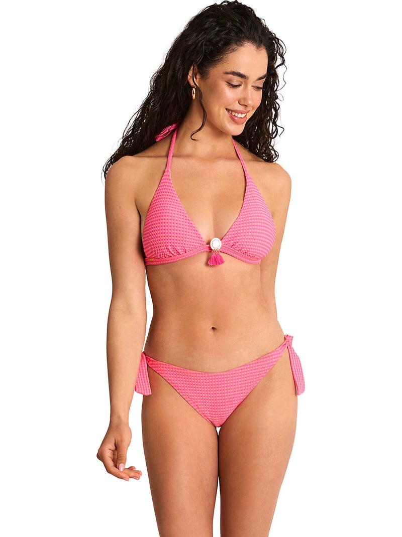 Bas maillot slip de bain taille basse à nouettes BIKINI BAY Rose fushia - Kiabi
