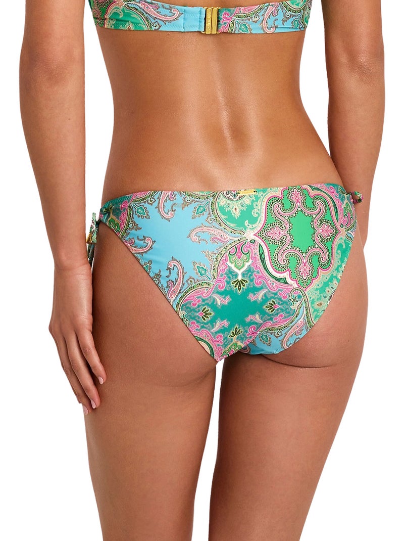 Bas maillot slip de bain taille basse à nouettes BOHEME Vert - Kiabi