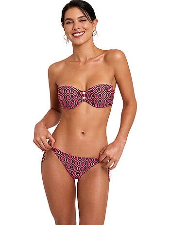 Bas maillot slip de bain taille basse à nouettes KALEIDO