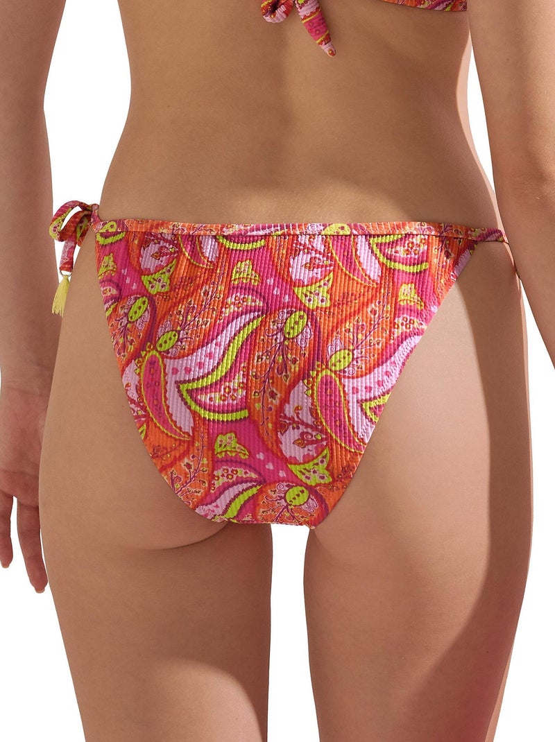 Bas maillot slip de bain taille basse à nouettes Kavala Orange corail - Kiabi