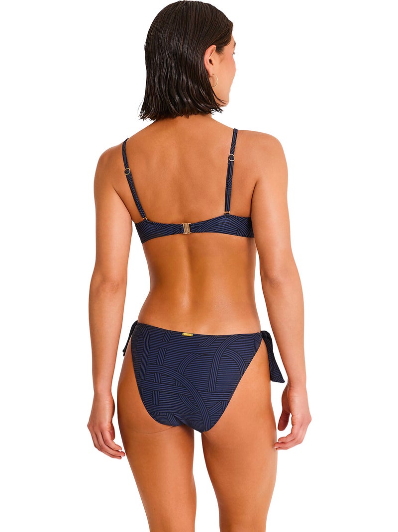 Bas maillot slip de bain taille basse à nouettes REVERIE Bleu marine - Kiabi