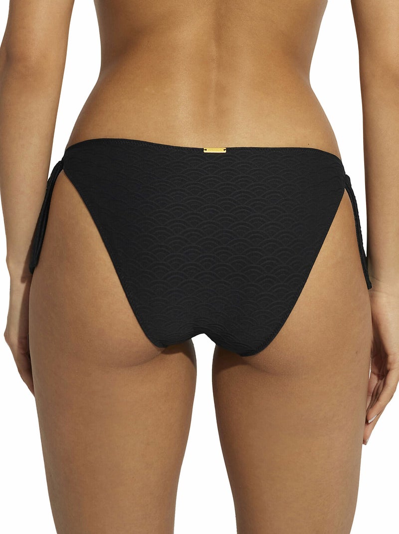 Bas maillot slip de bain taille basse à nouettes Sicilia Noir - Kiabi