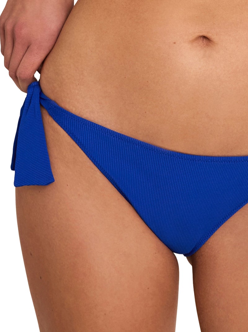 Bas maillot slip de bain taille basse à nouettes SOLSTICE Bleu - Kiabi