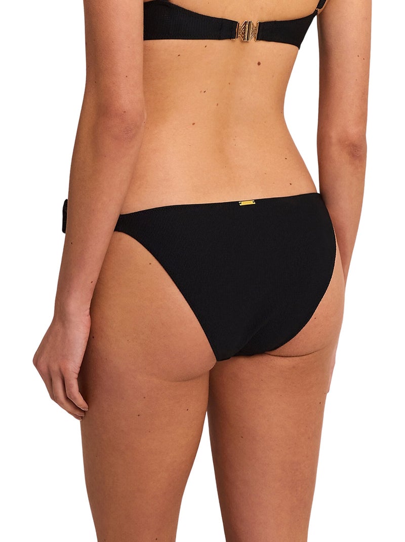 Bas maillot slip de bain taille basse à nouettes SOLSTICE Noir - Kiabi