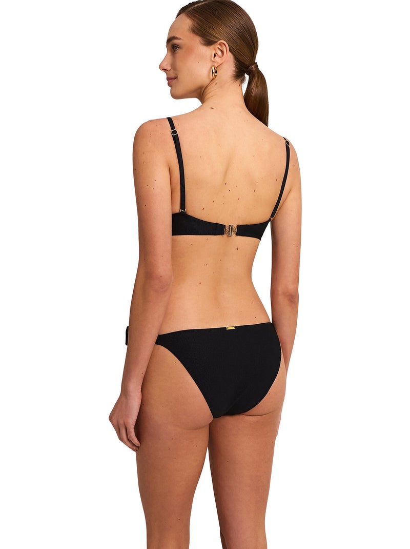 Bas maillot slip de bain taille basse à nouettes SOLSTICE Noir - Kiabi