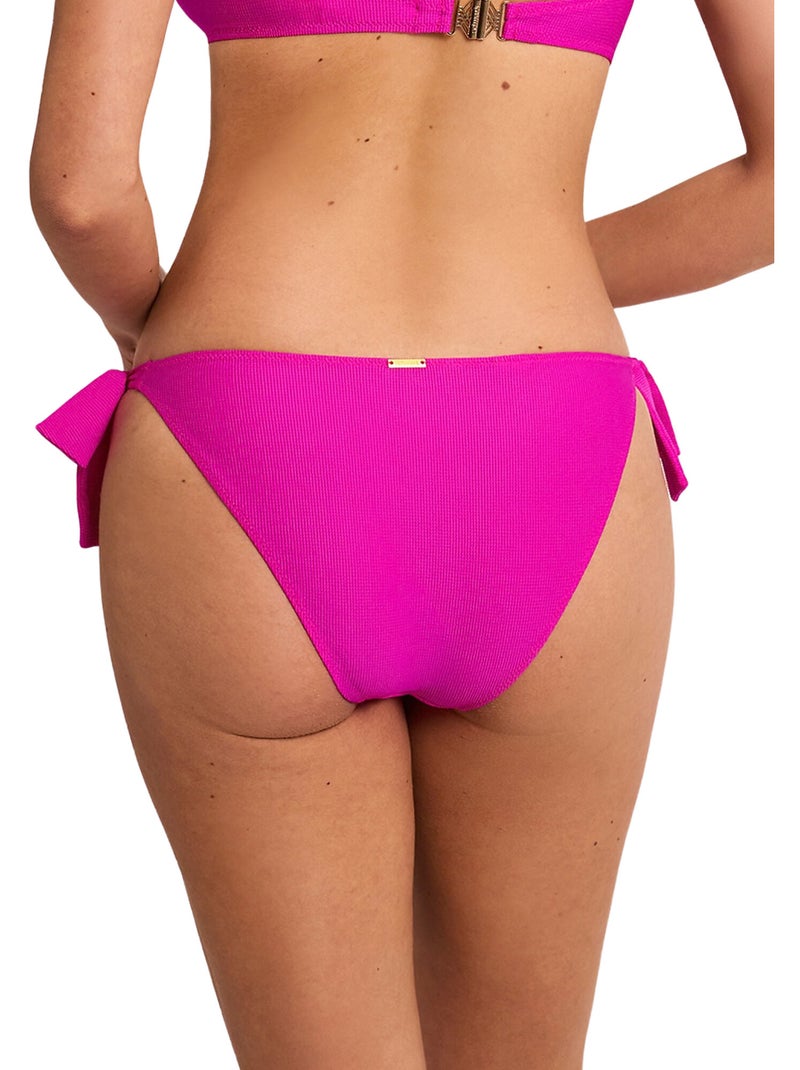 Bas maillot slip de bain taille basse à nouettes SOLSTICE Rose fushia - Kiabi
