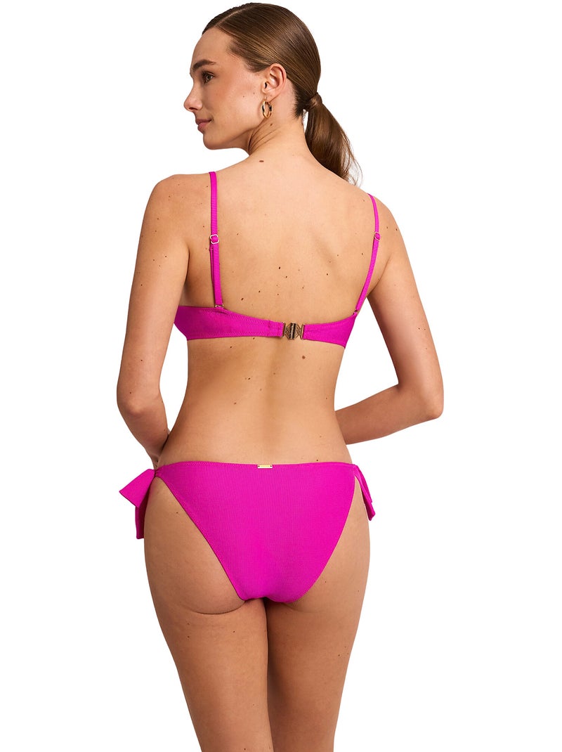 Bas maillot slip de bain taille basse à nouettes SOLSTICE Rose fushia - Kiabi