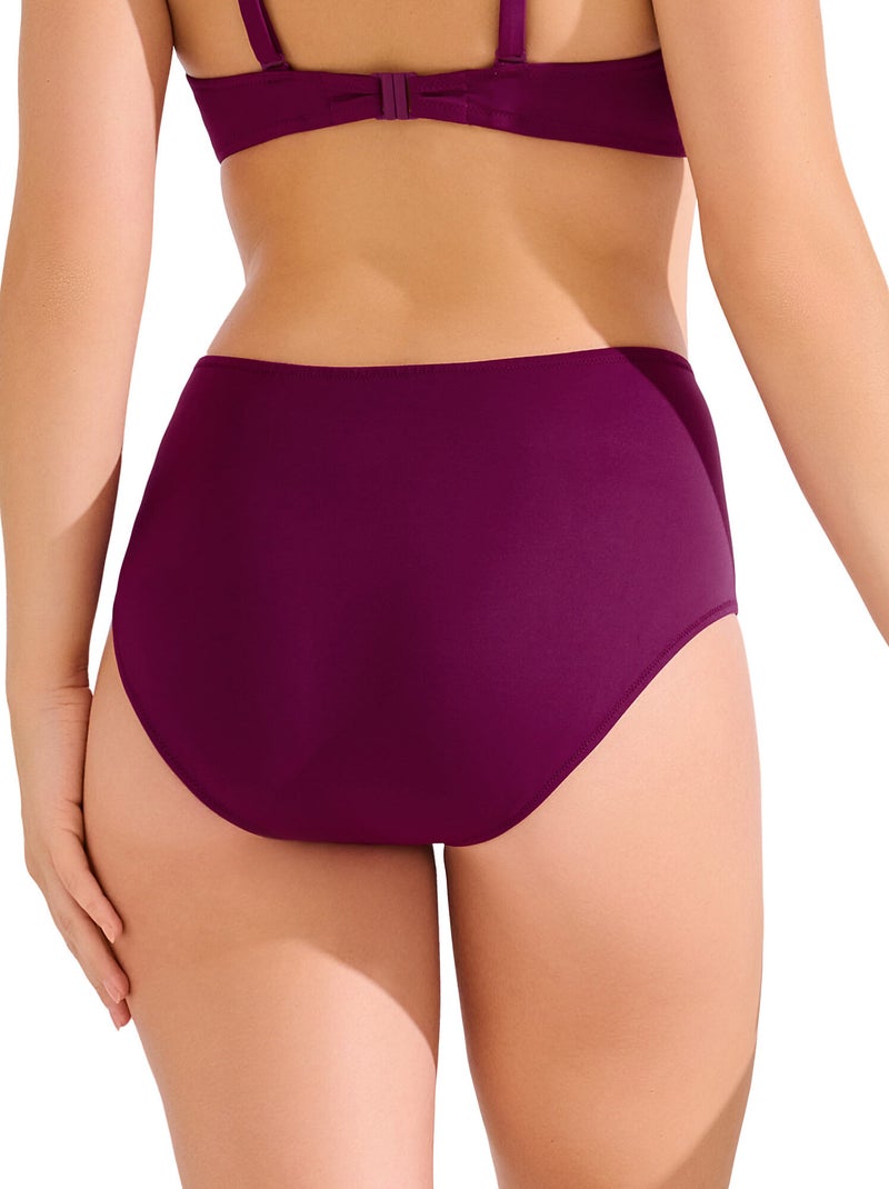 Bas maillot slip de bain taille haute amincissant UVITA Violet - Kiabi
