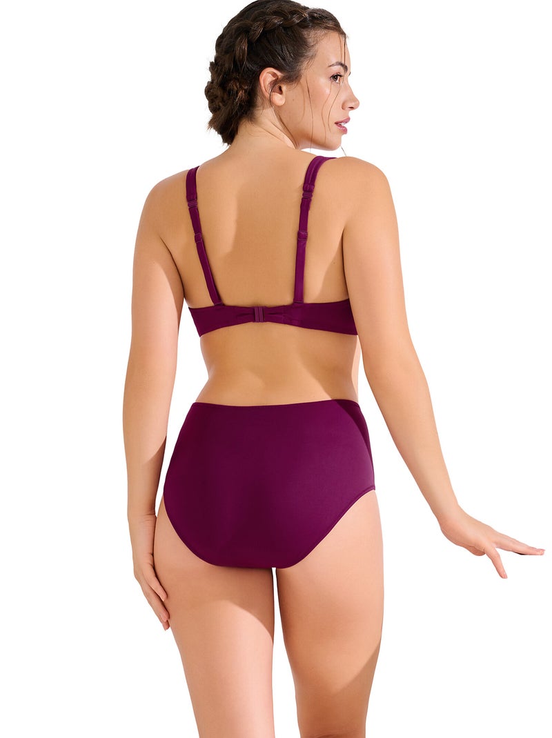 Bas maillot slip de bain taille haute amincissant UVITA Violet - Kiabi