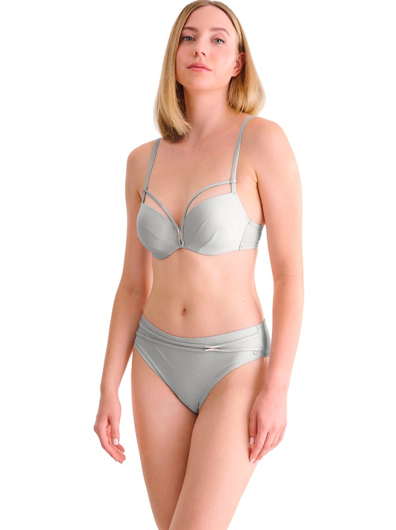 Bas maillot slip de bain taille haute BLUE LAGOON Argent - Kiabi