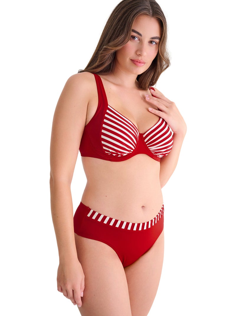 Bas maillot slip de bain taille haute BONDI BEACH Rouge - Kiabi