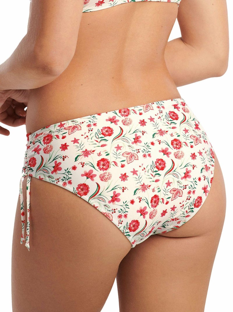 Bas maillot slip de bain taille haute côtés froncés Java Ecru - Kiabi