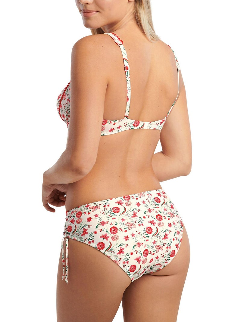 Bas maillot slip de bain taille haute côtés froncés Java Ecru - Kiabi
