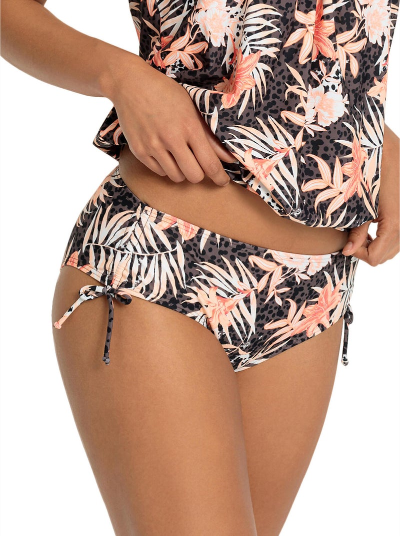 Bas maillot slip de bain taille haute côtés réglables Branda Marron - Kiabi