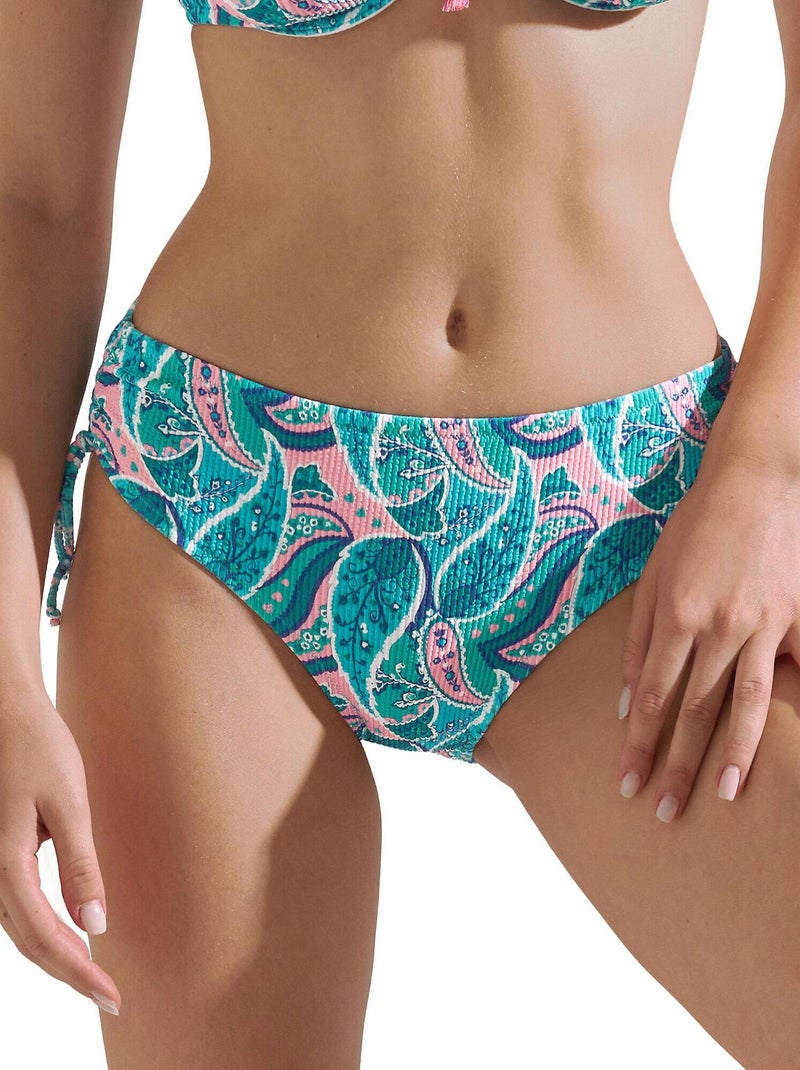 Bas maillot slip de bain taille haute côtés réglables Kavala Bleu - Kiabi