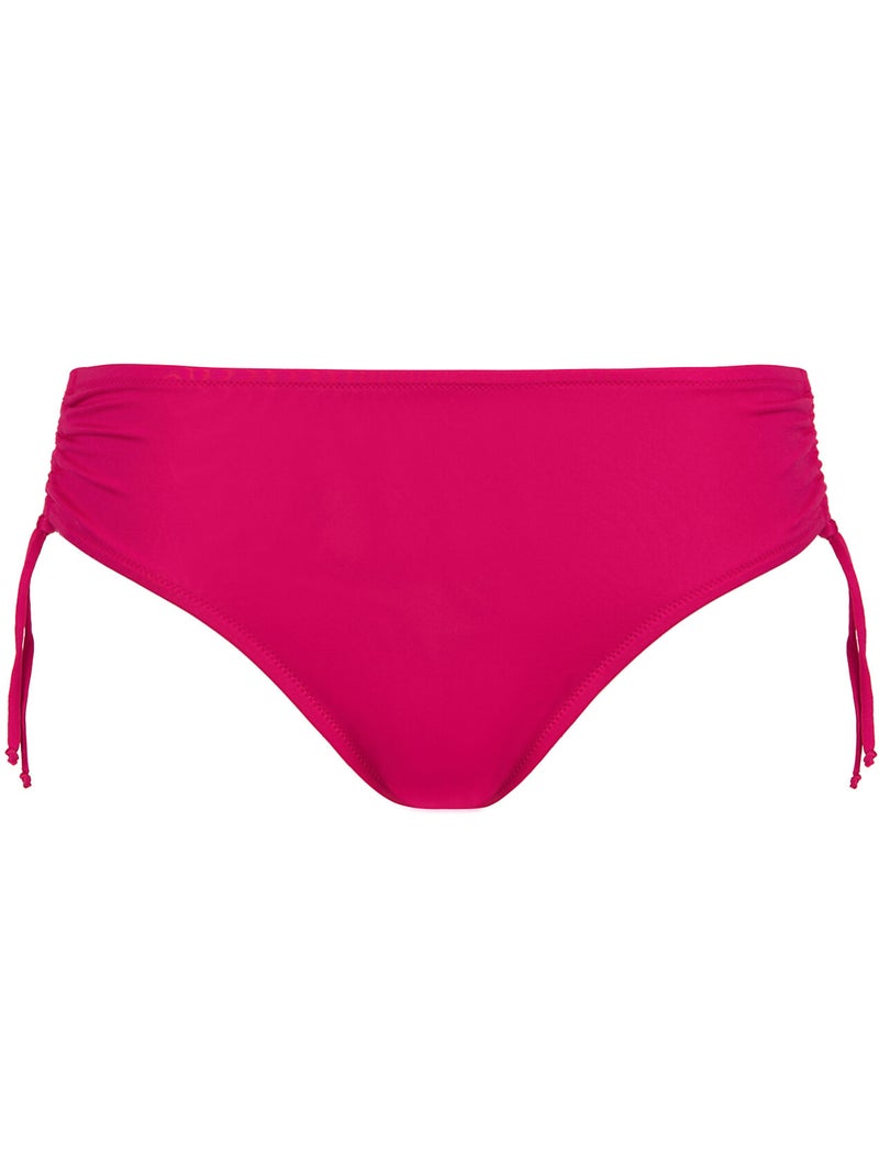 Bas maillot slip de bain taille haute côtés réglables Las Vegas Rose fushia - Kiabi