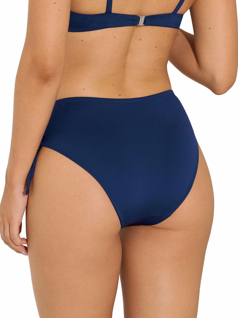 Bas maillot slip de bain taille haute côtés réglables Palma Bleu marine - Kiabi