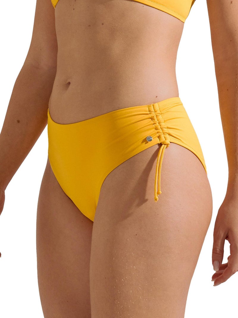 Bas maillot slip de bain taille haute côtés réglables Palma Jaune - Kiabi