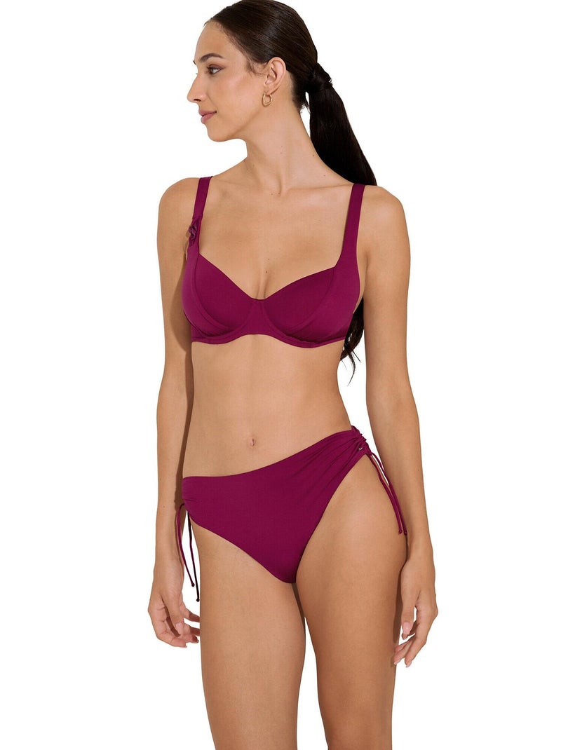 Bas maillot slip de bain taille haute côtés réglables Palma Violet - Kiabi