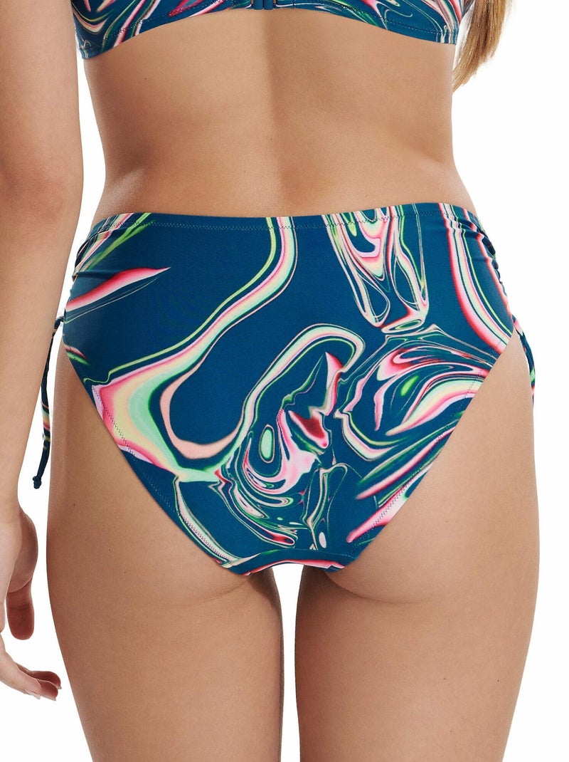 Bas maillot slip de bain taille haute côtés réglables Queensland Bleu - Kiabi
