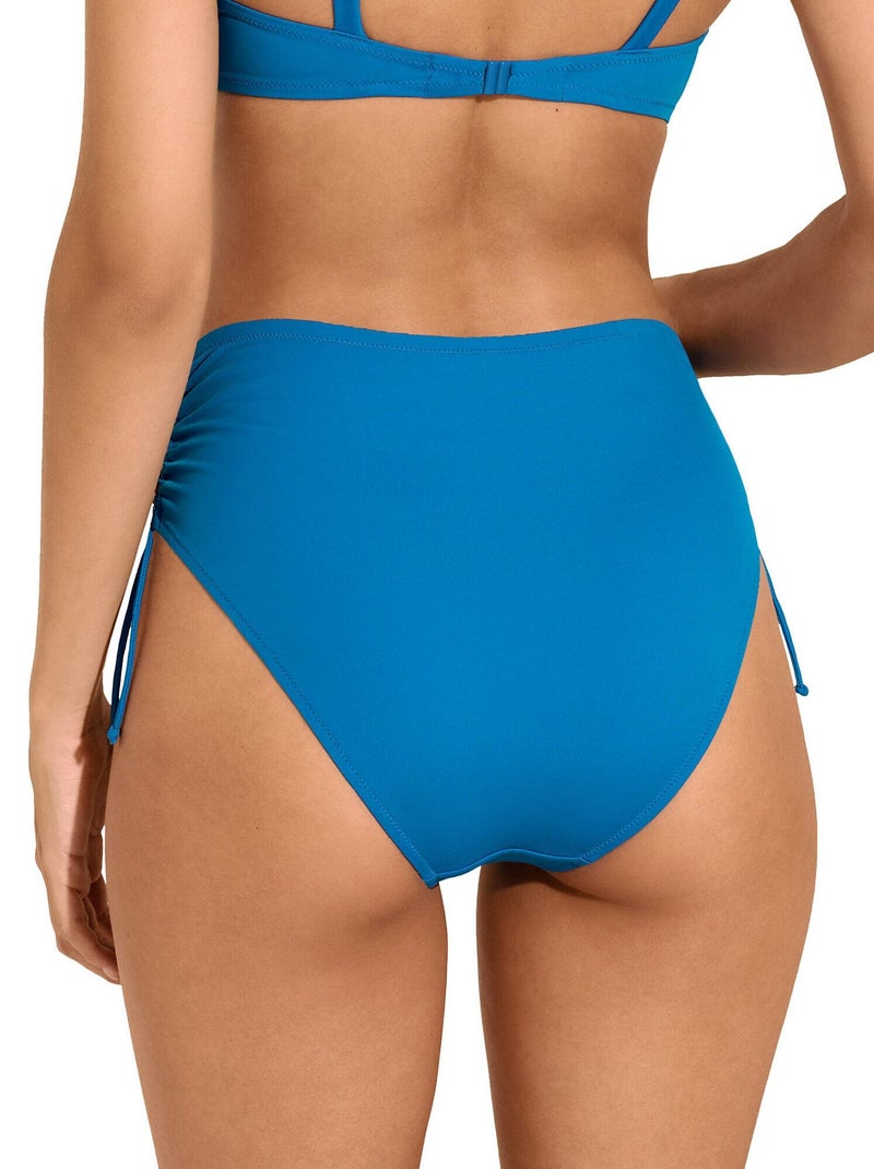 Bas maillot slip de bain taille haute côtés réglables Viviero Bleu turquoise - Kiabi
