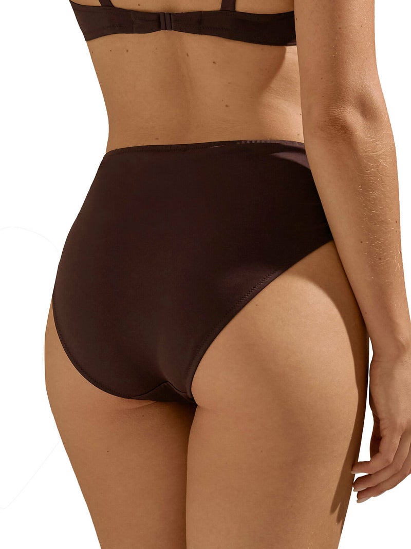 Bas maillot slip de bain taille haute côtés réglables Viviero Marron - Kiabi