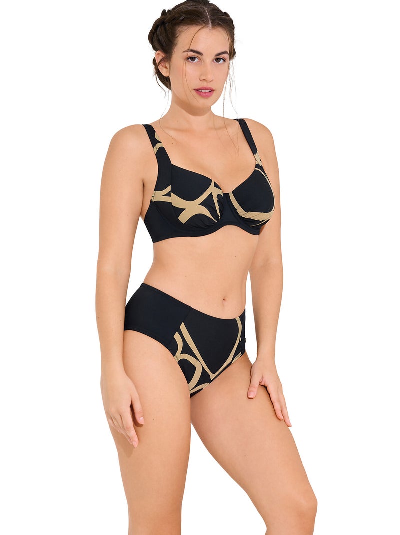 Bas maillot slip de bain taille haute gainant VALENCIA Noir - Kiabi