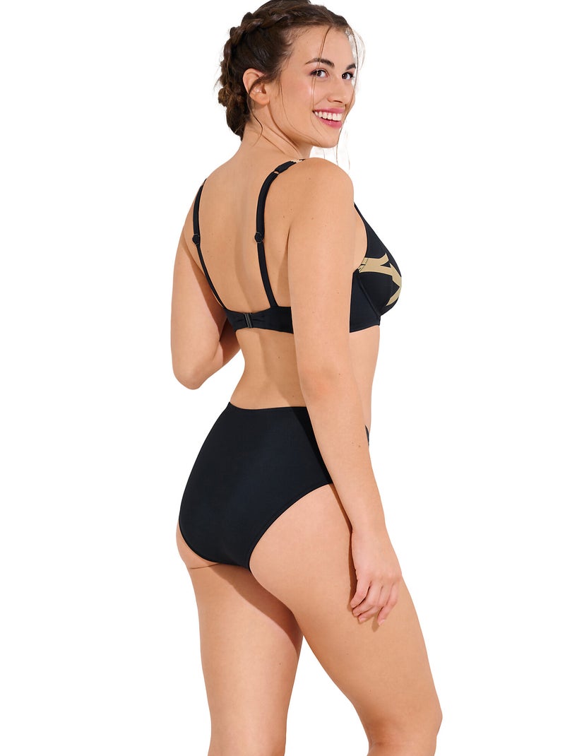 Bas maillot slip de bain taille haute gainant VALENCIA Noir - Kiabi