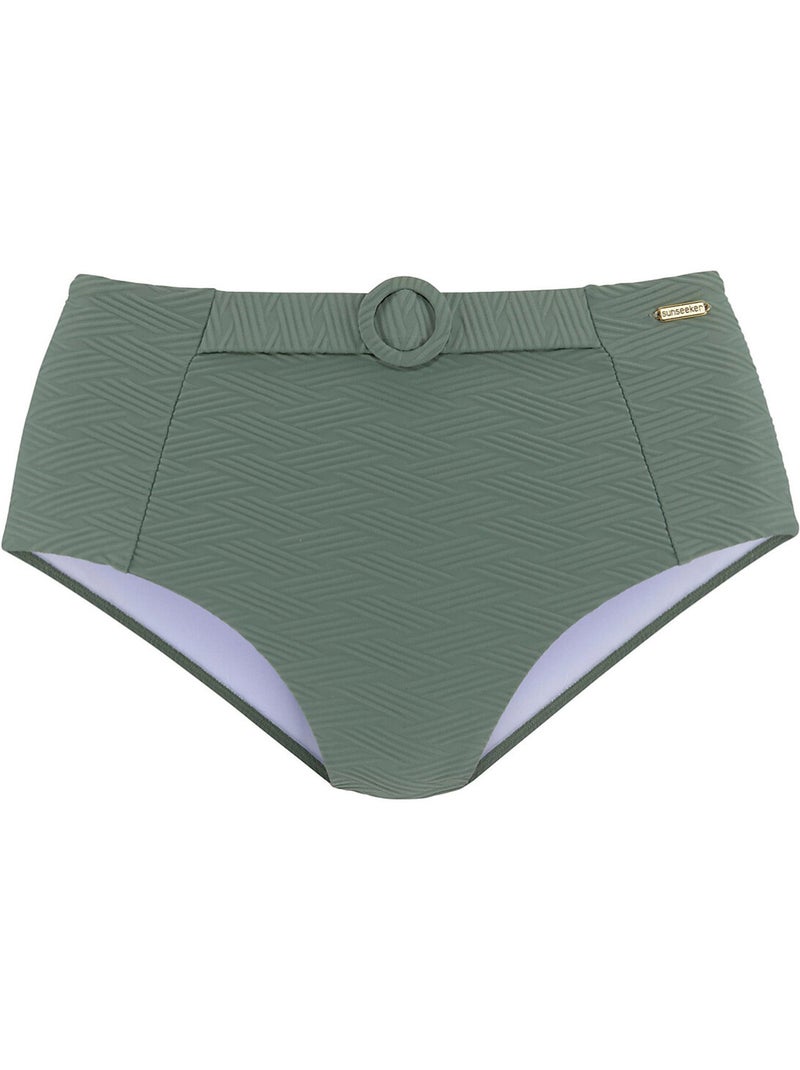 Bas maillot slip de bain taille haute Loretta Kaki - Kiabi