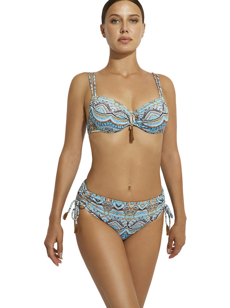 Bas maillot slip de bain taille haute Mai Thai Bleu turquoise - Kiabi