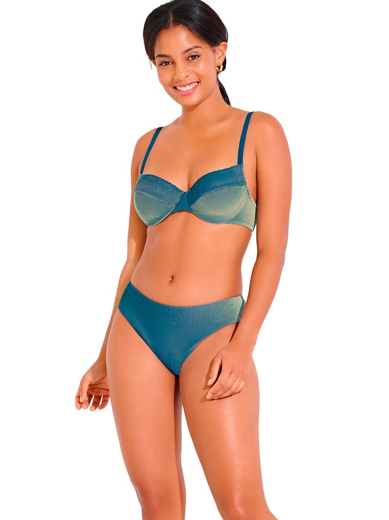 Bas maillot slip de bain taille haute NAIROBI Bleu turquoise - Kiabi