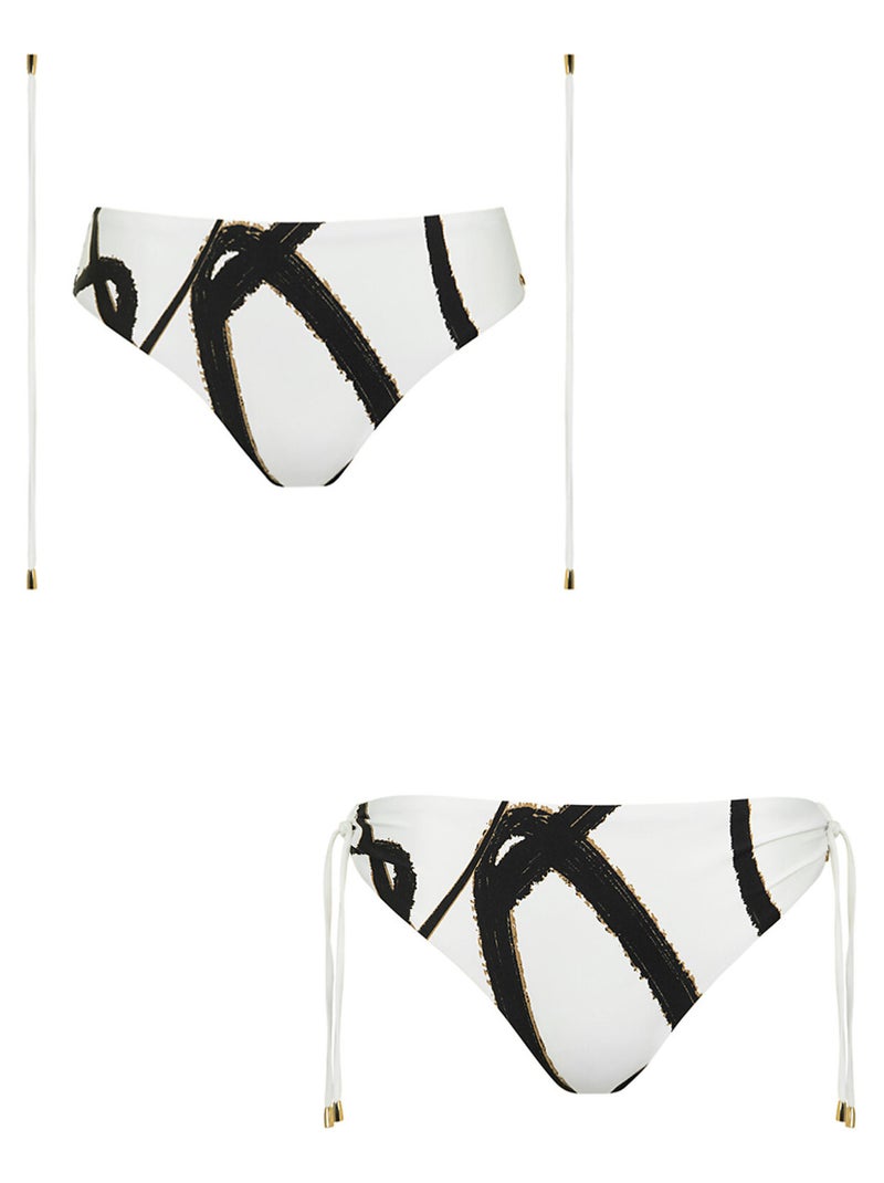 Bas maillot slip de bain taille haute nouettes amovibles HONOLULU Blanc - Kiabi