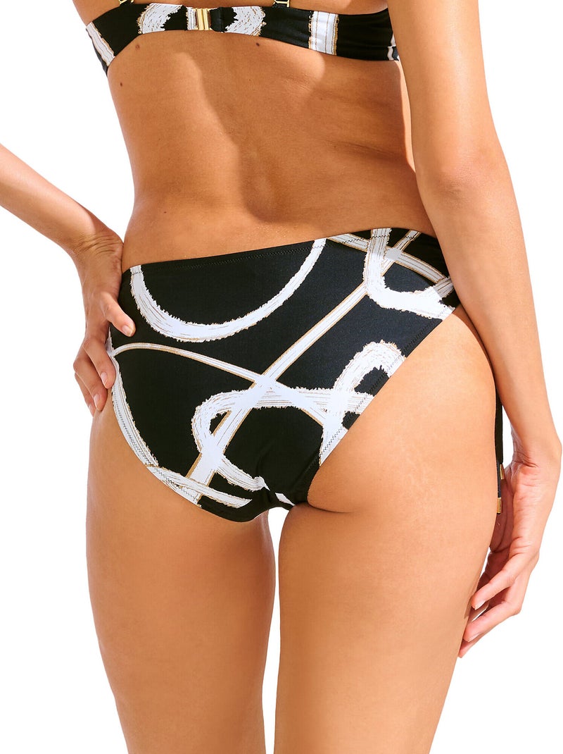 Bas maillot slip de bain taille haute nouettes amovibles HONOLULU Noir - Kiabi