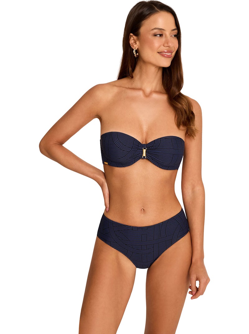 Bas maillot slip de bain taille haute REVERIE Bleu marine - Kiabi